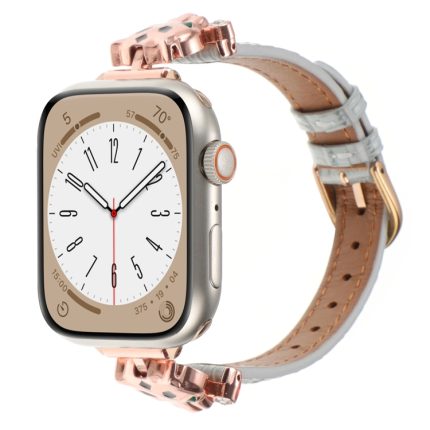 Uhrenarmband aus Leder mit Leopardenkopf-Bambusstruktur