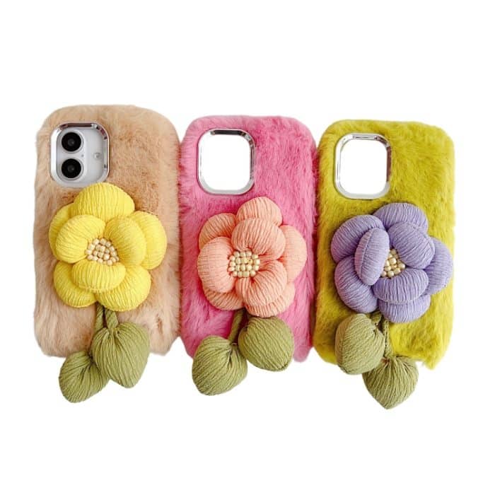 Stoff Blume Plüsch TPU Telefon Fall, For iPhone 14 Plus, For iPhone 14, For iPhone 14 Pro, For iPhone 14 Pro Max – Bild 2