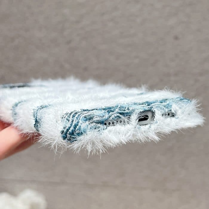 Gestreifte Stoffplüsch-TPU-Telefonhülle, For iPhone 14, For iPhone 14 Pro, For iPhone 14 Pro Max – Bild 4