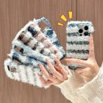 Gestreifte Stoffplüsch-TPU-Telefonhülle, For iPhone 14, For iPhone 14 Pro, For iPhone 14 Pro Max – Bild 6