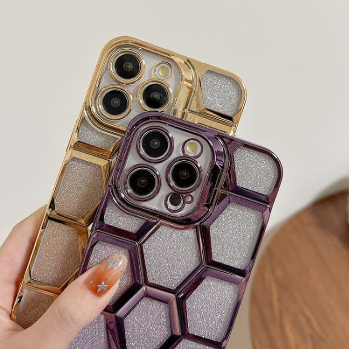 Galvanische Lasergravur 3D Honeycomb Glitter TPU Handyhülle, For iPhone 11 Pro Max, For iPhone 11, For iPhone 11 Pro – Bild 3