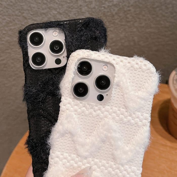 W-Textur Plüsch PU Hybrid PC Handyhülle mit Puppen-Schlüsselanhänger, For iPhone 13 Pro Max, For iPhone 13 Pro, For iPhone 13 – Bild 3