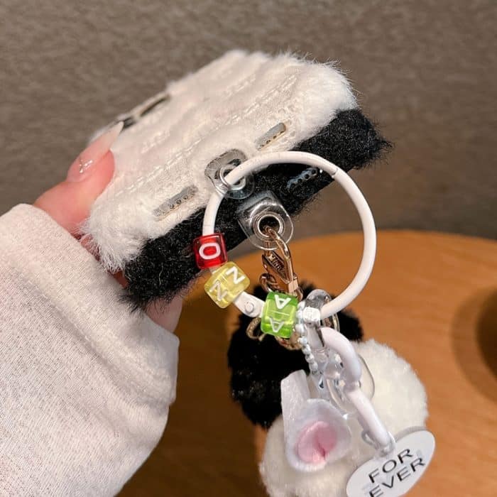 W-Textur Plüsch PU Hybrid PC Handyhülle mit Puppen-Schlüsselanhänger, For iPhone 13 Pro Max, For iPhone 13 Pro, For iPhone 13 – Bild 5