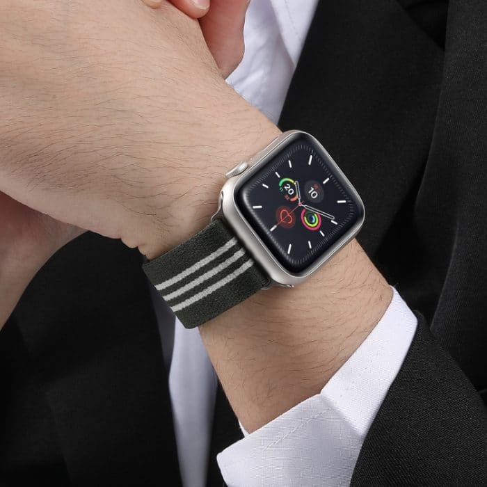 Uhrenarmband aus geflochtenem Nylon mit Fallschirmschnalle und 3-Streifen, For Apple Watch 46mm / 49mm / 45mm / 44mm, For Apple Watch 42mm / 41mm / 40mm / 38mm – Bild 6