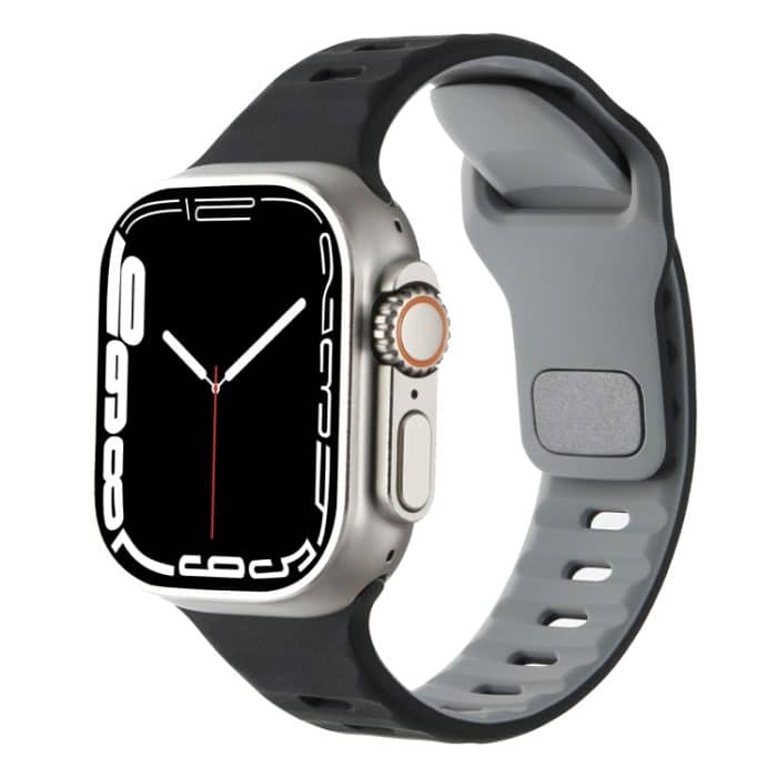 EDA007388301A.jpg Zweifarbiges Silikon-Uhrenarmband mit horizontalen Streifen, For Apple Watch 46mm / 49mm / 45mm / 44mm, For Apple Watch 42mm / 41mm / 40mm / 38mm – Bild 1
