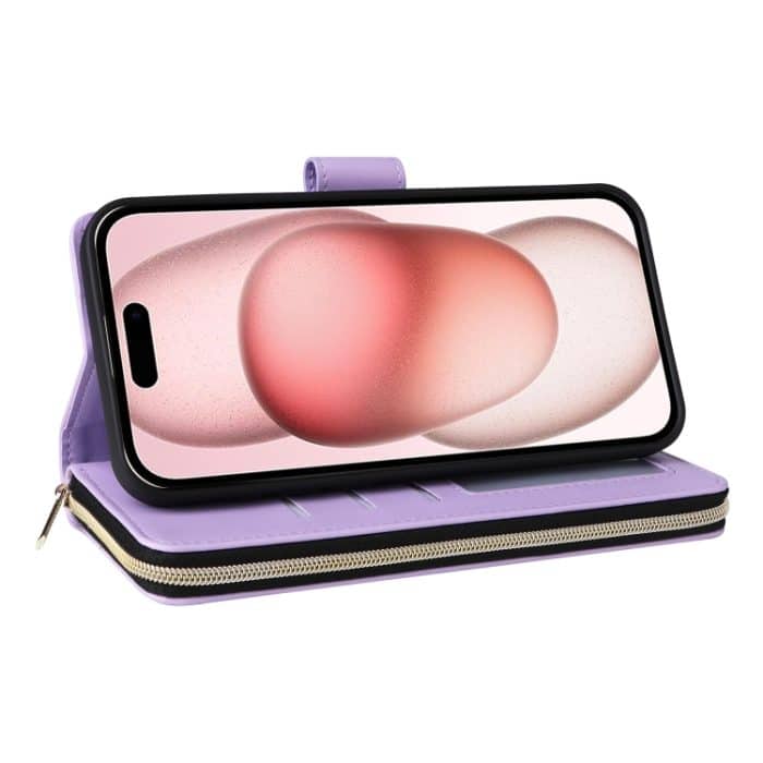 Brieftasche mit Reißverschluss und neun Kartenfächern, Leder-Telefonhülle – Bild 6