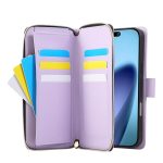 Brieftasche mit Reißverschluss und neun Kartenfächern, Leder-Telefonhülle, For iPhone 16 Plus, For iPhone 16, For iPhone 15 Pro Max – Bild 4