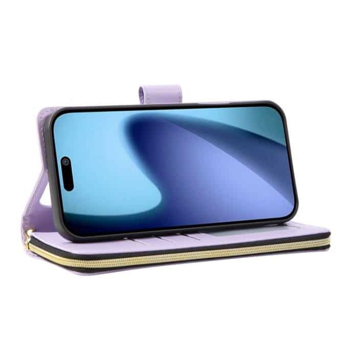 Brieftasche mit Reißverschluss und neun Kartenfächern, Leder-Telefonhülle, For iPhone 16 Plus, For iPhone 16, For iPhone 15 Pro Max – Bild 6
