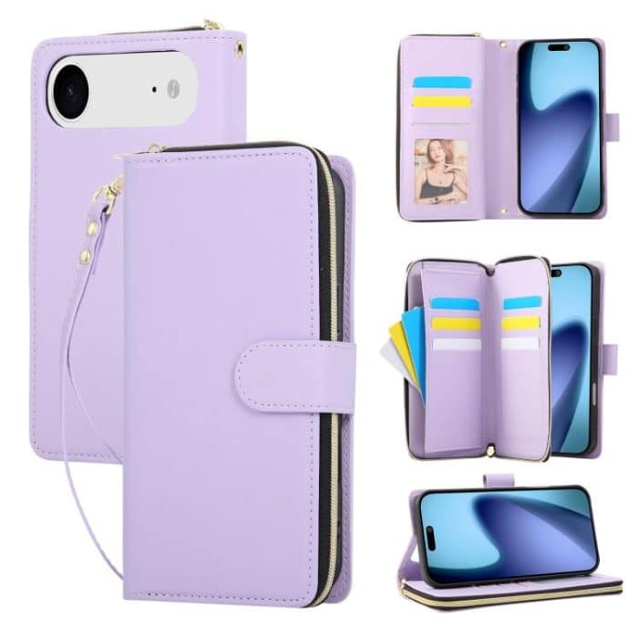 Brieftasche mit Reißverschluss und neun Kartenfächern, Leder-Telefonhülle, For iPhone 14 / 13, For iPhone 14 Pro, For iPhone 14 Pro Max – Bild 1