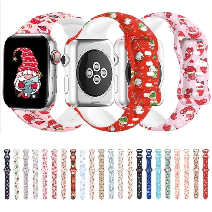 Uhrenarmband aus Silikon mit weihnachtlichem Muster und Schmetterlingsschnalle, For Apple Watch 46mm / 49mm / 45mm / 44mm, For Apple Watch 42mm / 41mm / 40mm / 38mm – Bild 2