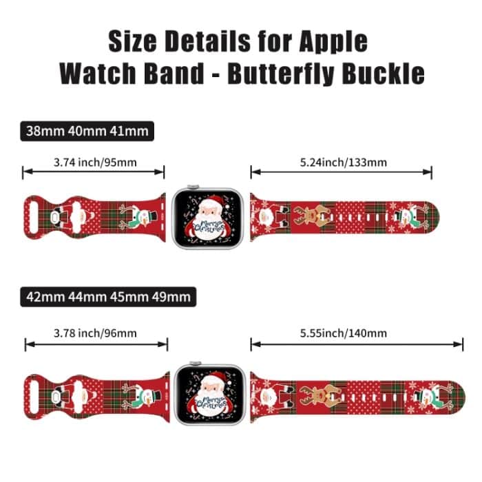 Uhrenarmband aus Silikon mit weihnachtlichem Muster und Schmetterlingsschnalle, For Apple Watch 46mm / 49mm / 45mm / 44mm, For Apple Watch 42mm / 41mm / 40mm / 38mm – Bild 3