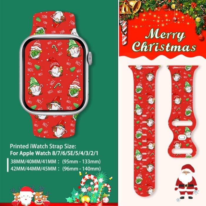 Uhrenarmband aus Silikon mit weihnachtlichem Muster und Schmetterlingsschnalle, For Apple Watch 46mm / 49mm / 45mm / 44mm, For Apple Watch 42mm / 41mm / 40mm / 38mm – Bild 5