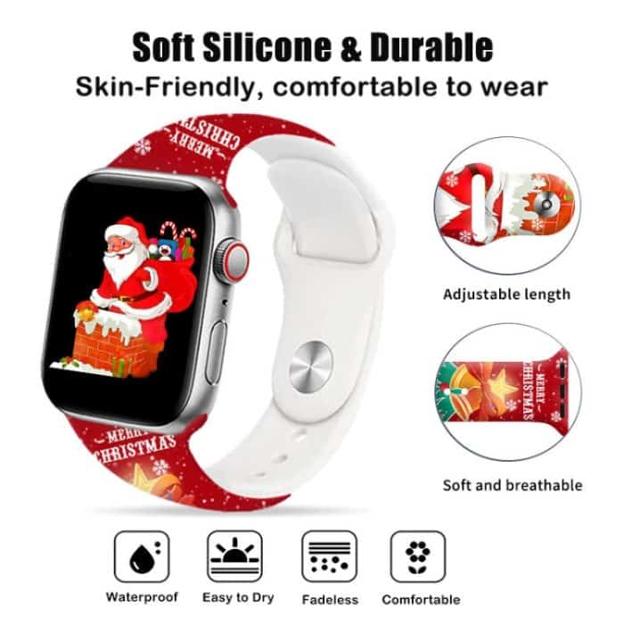 Uhrenarmband aus Silikon mit umgekehrter Schnalle und Weihnachtsmuster, For Apple Watch 46mm / 49mm / 45mm / 44mm, For Apple Watch 42mm / 41mm / 40mm / 38mm – Bild 3