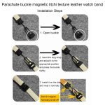 Magnetisches Uhrenarmband aus echtem Leder mit Fallschirmschnalle und Litschi-Muster, For Apple Watch 46mm / 49mm / 45mm / 44mm, For Apple Watch 42mm / 41mm / 40mm / 38mm – Bild 6