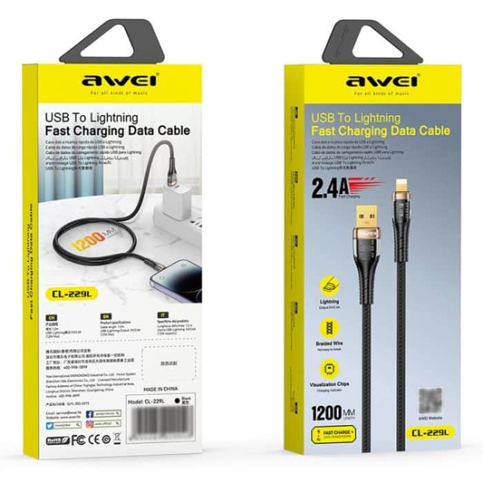 awei CL-229L USB A auf 8 Pin Braid Schnelldaten-Ladekabel – Bild 8