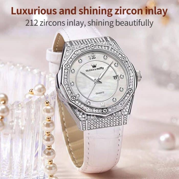 OLEVS 1003 Damen-Mode-Quarzuhr mit Diamantbesatz und Datum – Bild 4