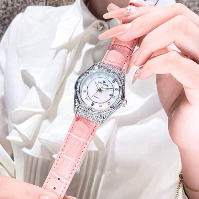 OLEVS 1003 Damen-Mode-Quarzuhr mit Diamantbesatz und Datum – Bild 8