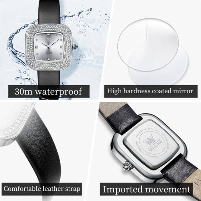 OLEVS 5512 Damen-Quarzuhr mit quadratischem Diamantring, wasserdicht – Bild 2