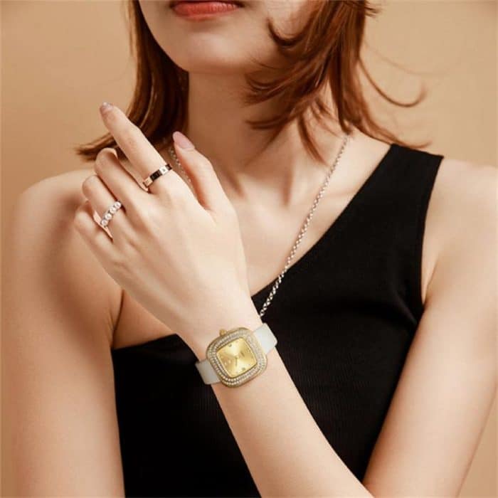 OLEVS 5512 Damen-Quarzuhr mit quadratischem Diamantring, wasserdicht – Bild 3