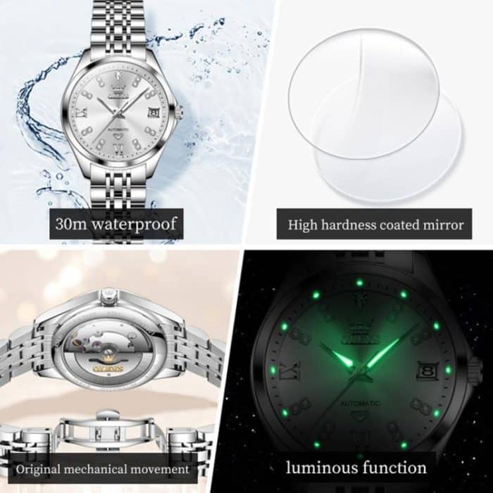 OLEVS 9801 Damen-Armbanduhr mit Diamanten, wasserdicht, Einzelkalender – Bild 4