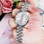 OLEVS 9801 Damen-Armbanduhr mit Diamanten, wasserdicht, Einzelkalender – Bild 5