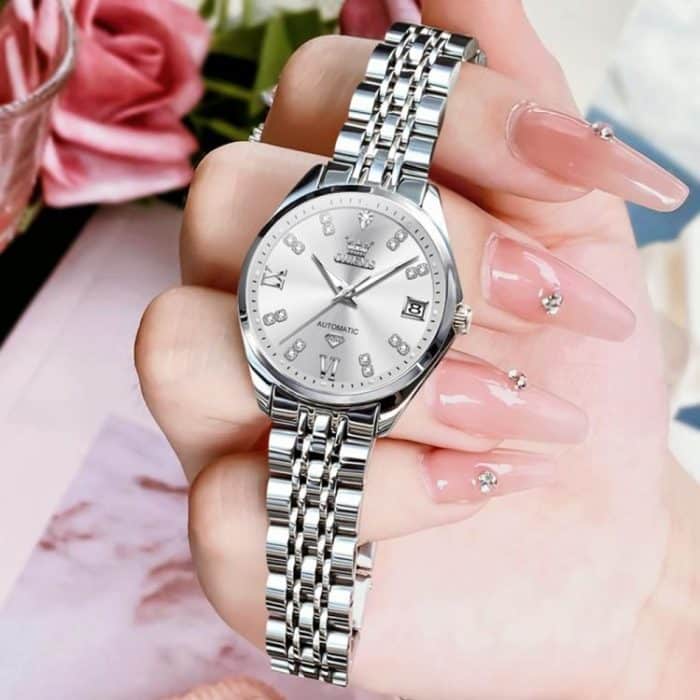 OLEVS 9801 Damen-Armbanduhr mit Diamanten, wasserdicht, Einzelkalender – Bild 5