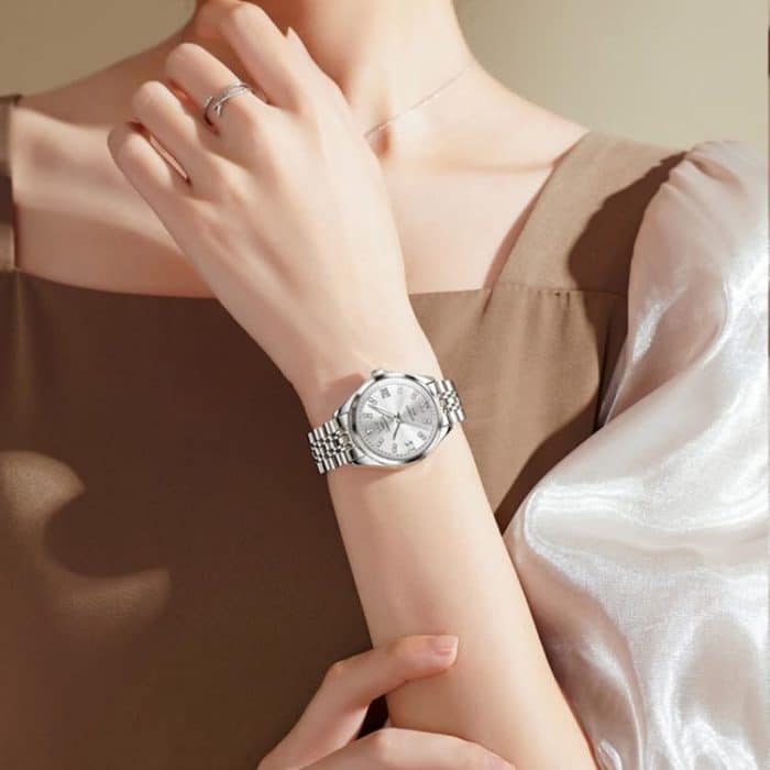 OLEVS 9801 Damen-Armbanduhr mit Diamanten, wasserdicht, Einzelkalender – Bild 6