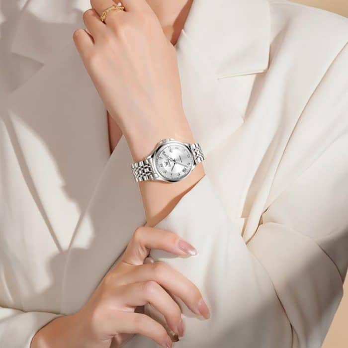 EDA007539701A_6.jpg OLEVS 6702 Wasserdichte mechanische Armbanduhr für Damen mit leuchtendem Einzelkalender – Bild 7