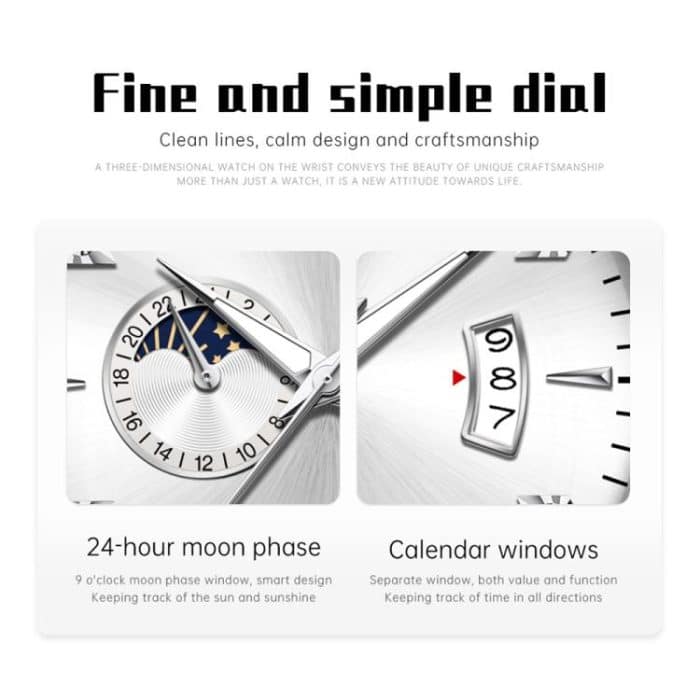 OLEVS 7040 Herren-Uhr mit Sonne, Mond und Stern, leuchtend, wasserdicht – Bild 3