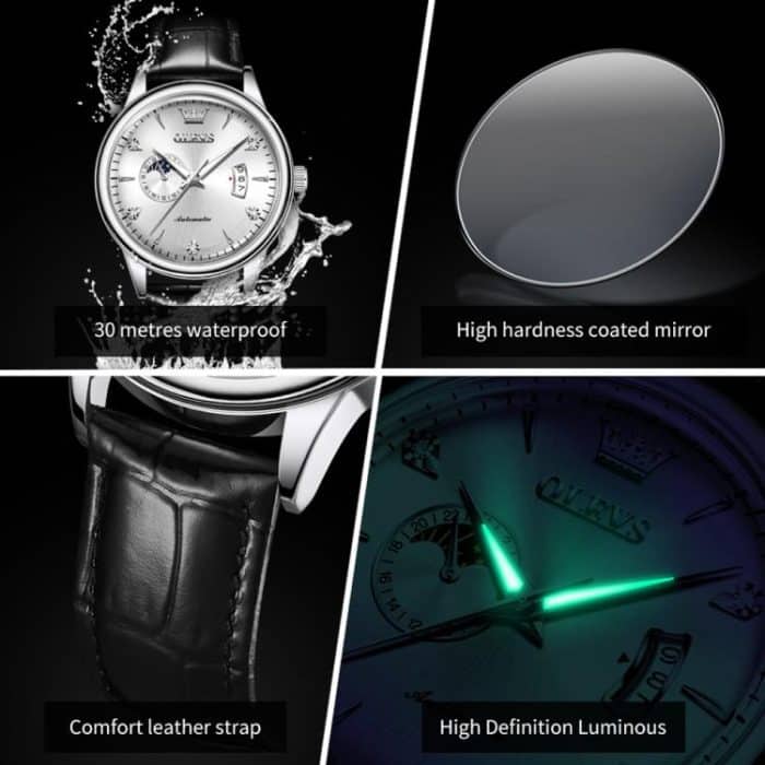 OLEVS 7040 Herren-Uhr mit Sonne, Mond und Stern, leuchtend, wasserdicht – Bild 6