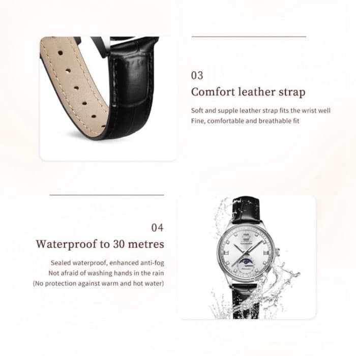 OLEVS 7039 Damen-Armbanduhr mit Sonne, Mond und Stern, leuchtend, wasserdicht – Bild 5