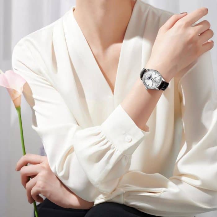 OLEVS 7039 Damen-Armbanduhr mit Sonne, Mond und Stern, leuchtend, wasserdicht – Bild 6