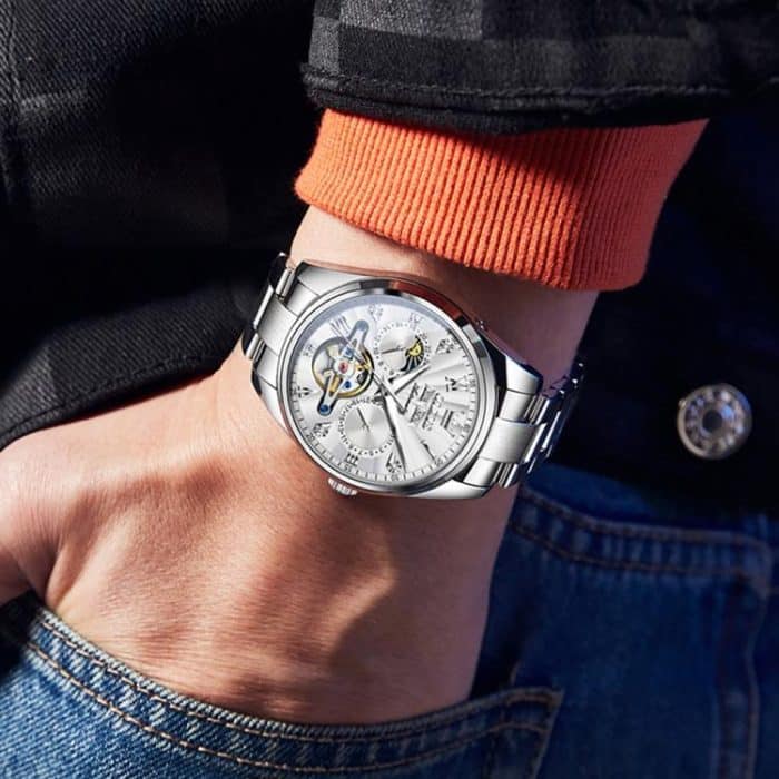 OLEVS 7028 Herren Multifunktionale leuchtende wasserdichte mechanische Uhr – Bild 5