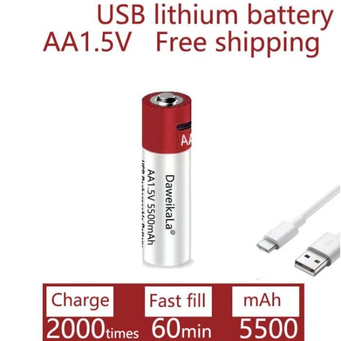 5500 mAh AA 1,5 V USB wiederaufladbarer Lithium-Ionen-Akku – Bild 2