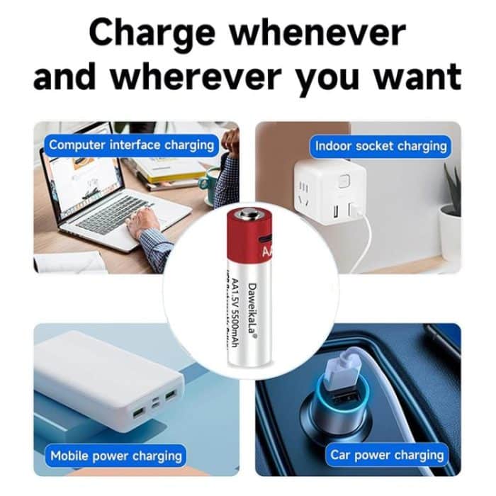 5500 mAh AA 1,5 V USB wiederaufladbarer Lithium-Ionen-Akku – Bild 6