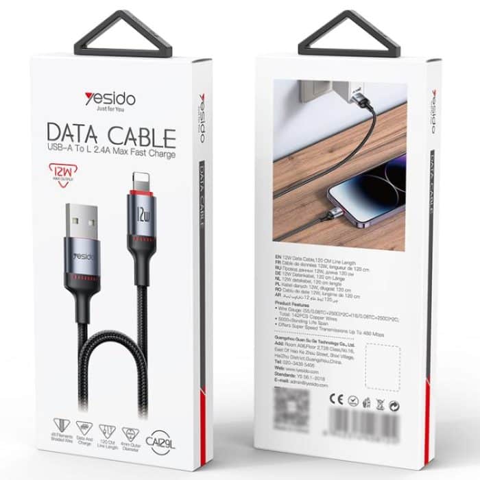 Yesido CA129L 12 W 2,4 A USB auf 8-poliges Ladedatenkabel, Länge: 1,2 m – Bild 11