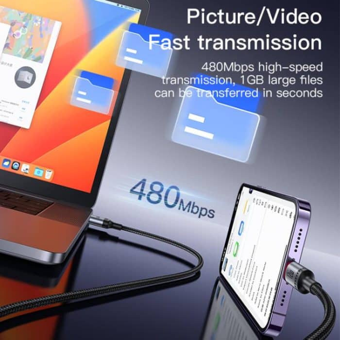 Yesido CA129L 12 W 2,4 A USB auf 8-poliges Ladedatenkabel, Länge: 1,2 m – Bild 9