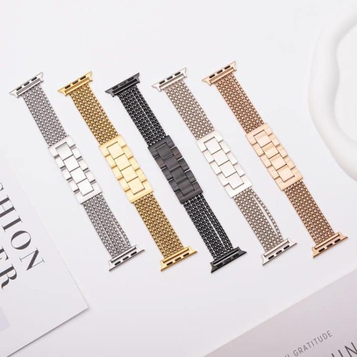 Uhrenarmband aus Edelstahl mit 6 Ketten, For Apple Watch 46mm / 49mm / 45mm / 44mm, For Apple Watch 42mm / 41mm / 40mm / 38mm – Bild 2