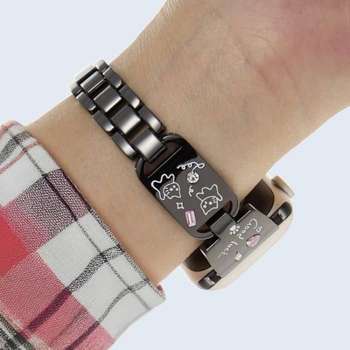 Uhrenarmband aus Edelstahl mit farbigem Diamant-Katzenmotiv, For Apple Watch 46mm / 49mm / 45mm / 44mm, For Apple Watch 42mm / 41mm / 40mm / 38mm – Bild 4