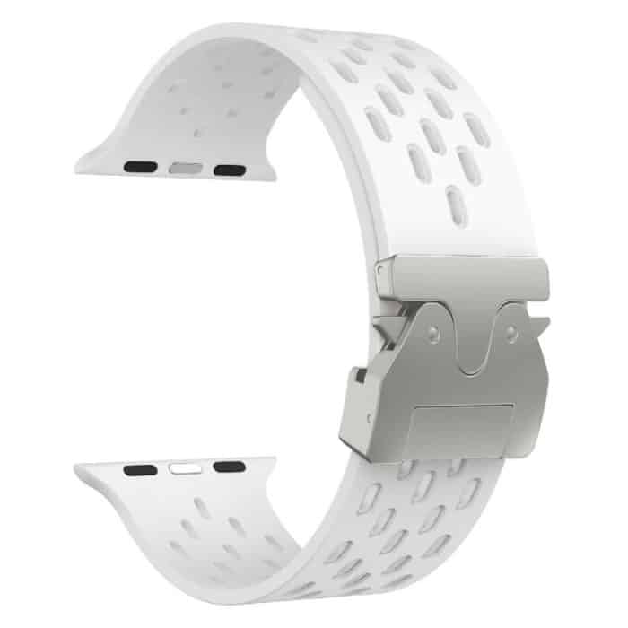 Kalebol Mesh Silver Umbrella Buckle Silicone Strap, For Apple Watch 46mm / 49mm / 45mm / 44mm, For Apple Watch 42mm / 41mm / 40mm / 38mm – Bild 6