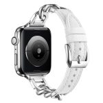 Metal Chain Leather Denim Watch Band, For Apple Watch 46mm / 49mm / 45mm / 44mm, For Apple Watch 42mm / 41mm / 40mm / 38mm