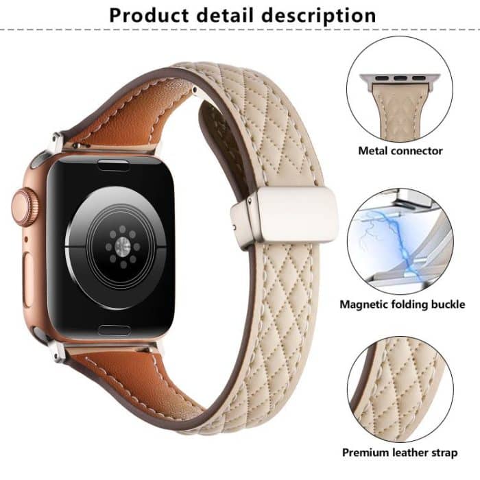 Kalebol Diamond Pattern Magnetic Buckle Leather Strap, For Apple Watch 46mm / 49mm / 45mm / 44mm, For Apple Watch 42mm / 41mm / 40mm / 38mm – Bild 3