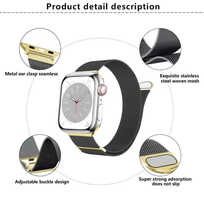 Kalebol Semi-round Tail Milan Stainless Steel Strap, For Apple Watch 46mm / 49mm / 45mm / 44mm, For Apple Watch 42mm / 41mm / 40mm / 38mm – Bild 5
