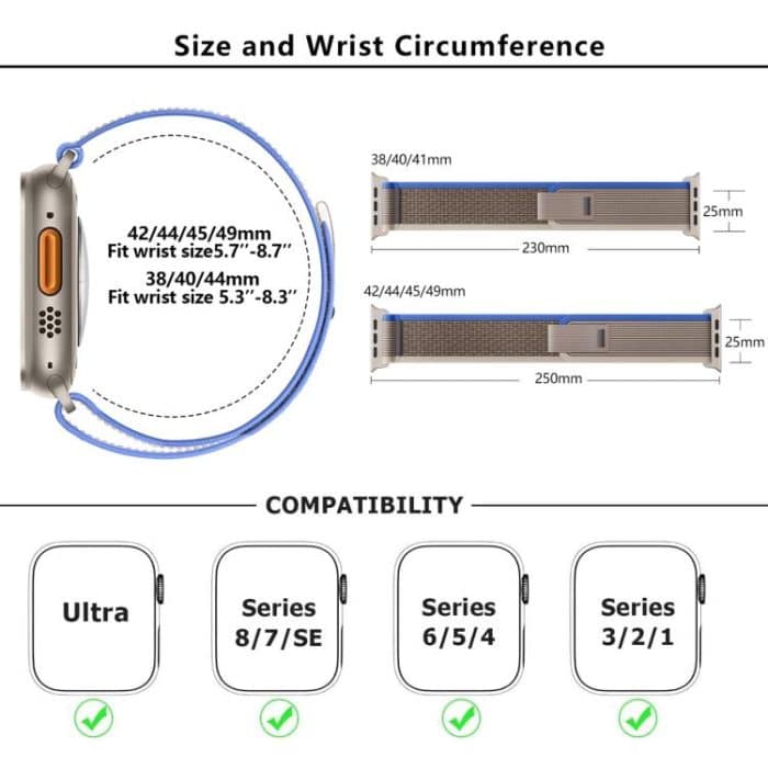 Kalebol Wild Track Loop Nylon Watch Band, For Apple Watch 46mm / 49mm / 45mm / 44mm, For Apple Watch 42mm / 41mm / 40mm / 38mm – Bild 4
