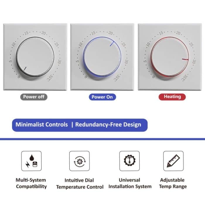 Smart Home Screenless Knob Thermostat with Dual Color LED Indicator, BHT-101GAL Water Heating, BHT-101GBL Electric Heating, BHT-101GCL Boiler Heating – Bild 9
