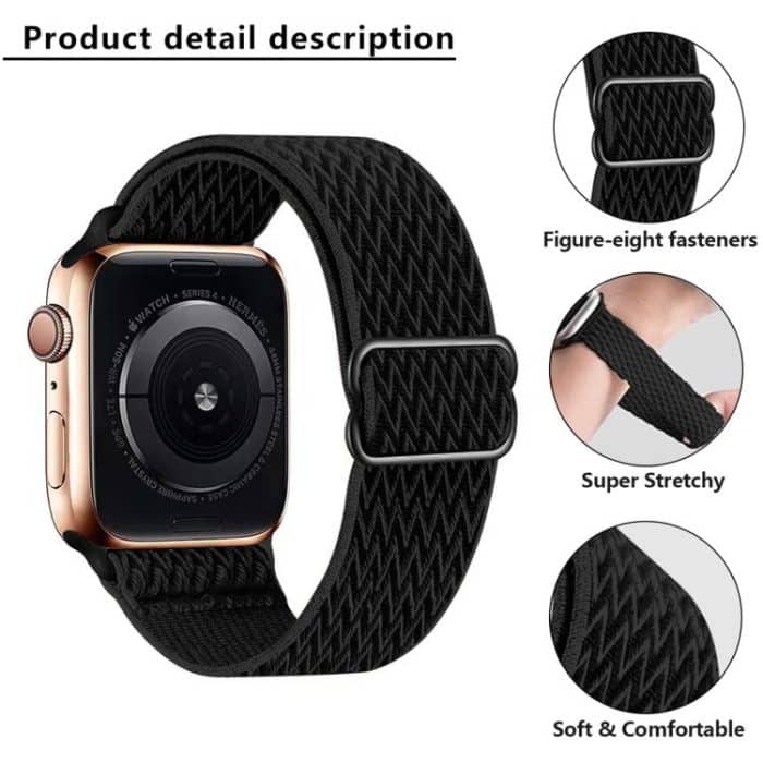 Kalebol Eight Buckle Wavy Braided Nylon Watch Band, For Apple Watch 46mm / 49mm / 45mm / 44mm, For Apple Watch 42mm / 41mm / 40mm / 38mm – Bild 3