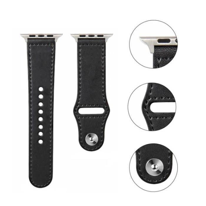 Kalebol Large Stud Buckle Leather Watch Band, For Apple Watch 46mm / 49mm / 45mm / 44mm, For Apple Watch 42mm / 41mm / 40mm / 38mm – Bild 3