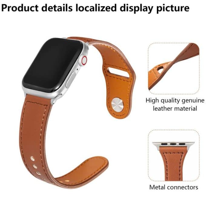 Kalebol Large Stud Buckle Leather Watch Band, For Apple Watch 46mm / 49mm / 45mm / 44mm, For Apple Watch 42mm / 41mm / 40mm / 38mm – Bild 6