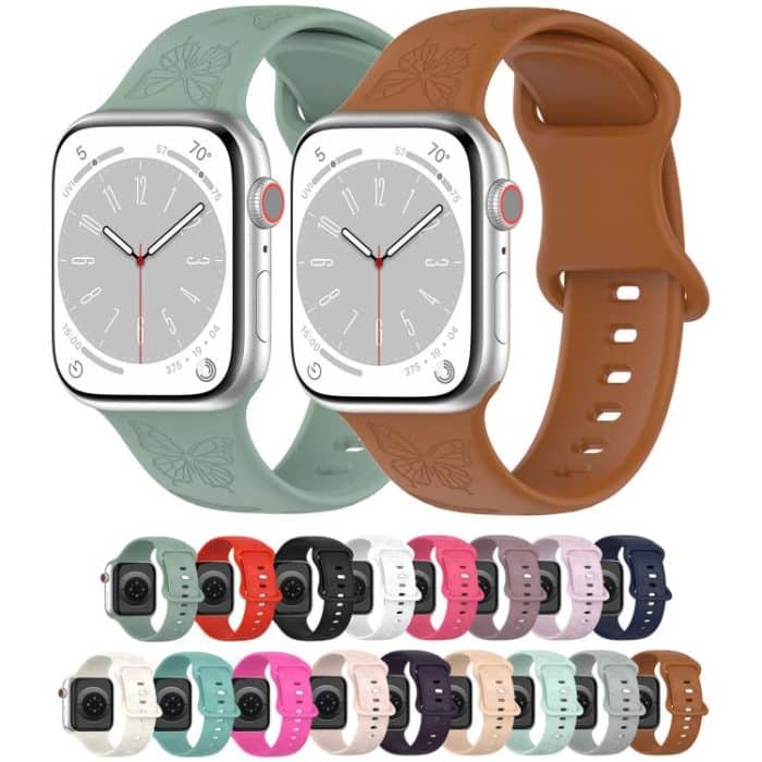Kalebol 8-shaped Buckle Butterfly Embossed Silicone Watch Band, For Apple Watch 46mm / 49mm / 45mm / 44mm, For Apple Watch 42mm / 41mm / 40mm / 38mm – Bild 2