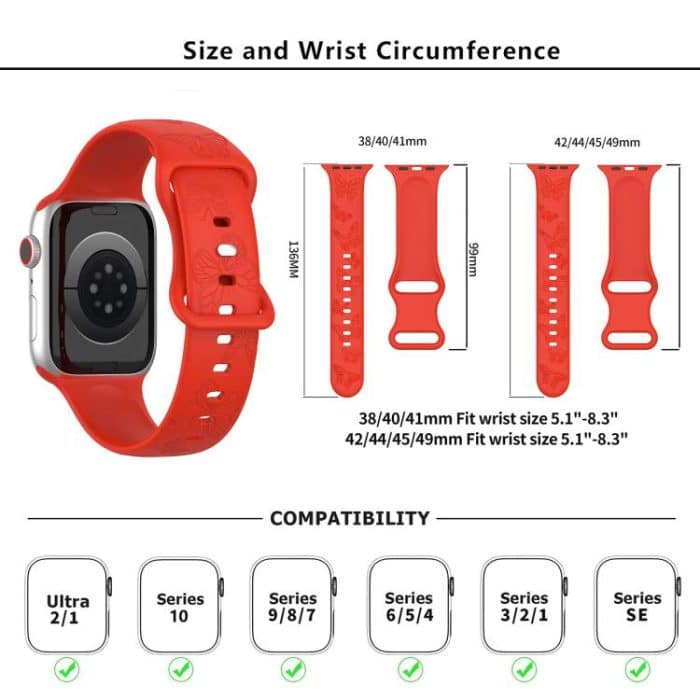 Kalebol 8-shaped Buckle Butterfly Embossed Silicone Watch Band, For Apple Watch 46mm / 49mm / 45mm / 44mm, For Apple Watch 42mm / 41mm / 40mm / 38mm – Bild 4
